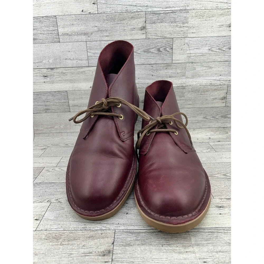 Clarks Bushacre 3 Mens Burgundy Leather Chukka Desert Boots‎ 12 M 261741457110